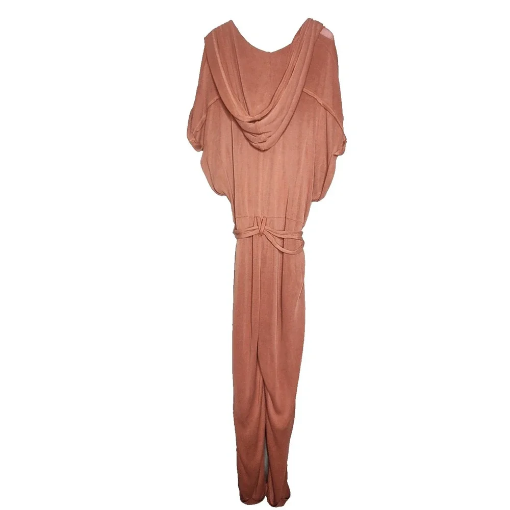 Free People Movement Time Test Hooded Modal Jumpsuit‎ Short Sleeve Belt Lounge S